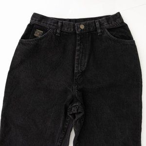 Vintage Womens Black Denim Wranglers Size 14 (High Waisted)